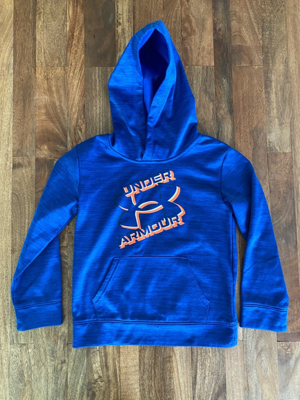 Under Armour Kids Blue Hoodie with Orange Logo